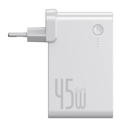 Baseus GaN power bank 10000 mAh gyors hálózati töltő adapter PPS 45 W 2x USB Type-C Quick Charge 3.0 Power Delivery (gallium nitrid) + USB Type C 1m kábel fehér (PPNLD-F02) - 4