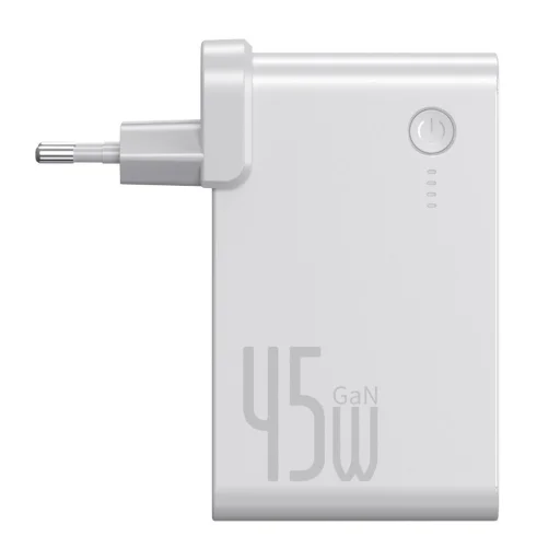 Baseus GaN Power Station 2 az 1-ben gyors fali töltő EU dugós QC 45W + power bank 10000mAh 30W + USB Type-C kábel fehér (PPNLD-H02) - 11