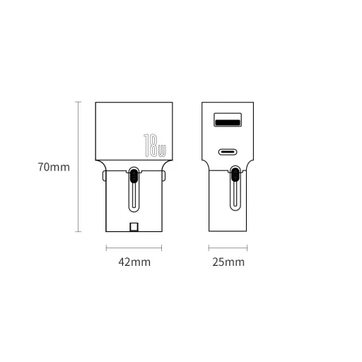 Baseus univerzális átalakító dugó PPS hálózati töltő 18W EU UK AU US fekete (CCTY-01) - 16