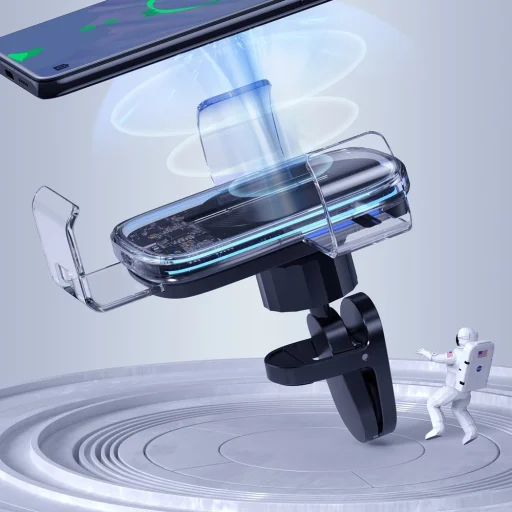 Baseus Explore Univerzális szellőzőre rögzíthető gravity autós tartó és Qi töltő 15 W átlátszó (WXYL-K02) - 7