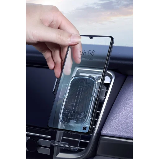 Baseus Explore Univerzális szellőzőre rögzíthető gravity autós tartó és Qi töltő 15 W átlátszó (WXYL-K02) - 12
