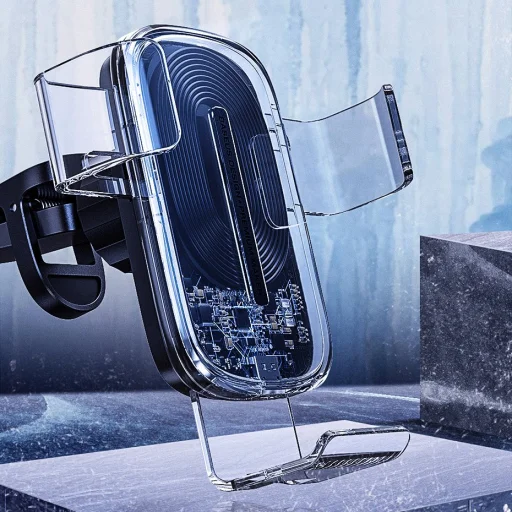 Baseus Explore Univerzális szellőzőre rögzíthető gravity autós tartó és Qi töltő 15 W átlátszó (WXYL-K02) - 13