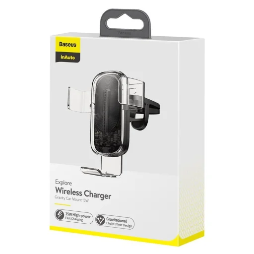 Baseus Explore Univerzális szellőzőre rögzíthető gravity autós tartó és Qi töltő 15 W átlátszó (WXYL-K02) - 19