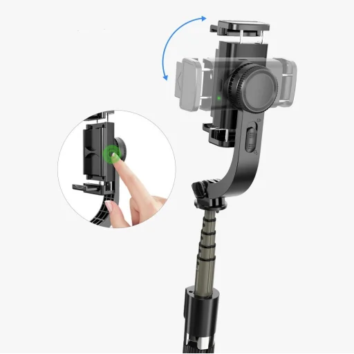 Selfie bot és teleszkópos tripod állvány bluetooth kioldós gimbalal fekete - 15