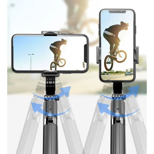Selfie bot és teleszkópos tripod állvány bluetooth kioldós gimbalal fekete - 17