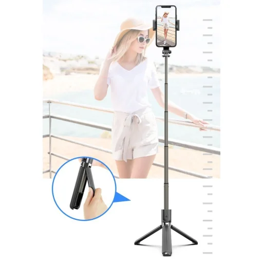 Selfie bot és teleszkópos tripod állvány bluetooth kioldós gimbalal fekete - 20