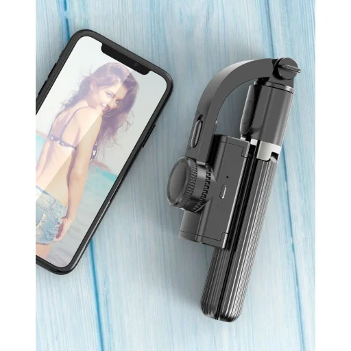 Selfie bot és teleszkópos tripod állvány bluetooth kioldós gimbalal fekete - 22