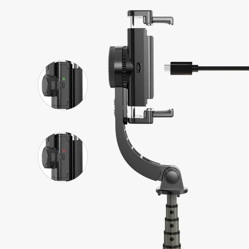 Selfie bot és teleszkópos tripod állvány bluetooth kioldós gimbalal fekete - 28