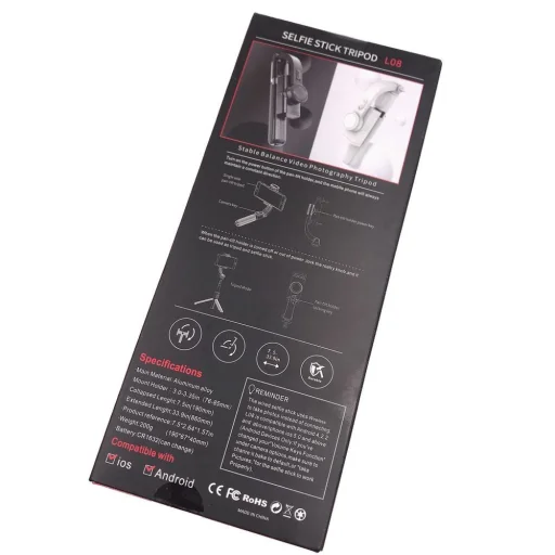 Selfie bot és teleszkópos tripod állvány bluetooth kioldós gimbalal fekete - 30