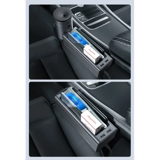 Baseus autós könyöklő tároló pohártartóval 2xUSB csatlakozóval ezüst (CRCWH-A0S) - 12