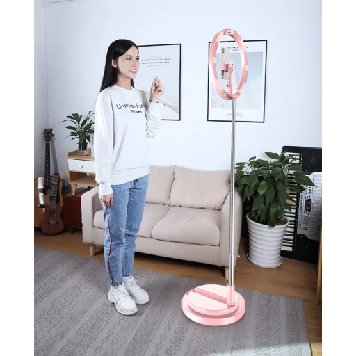 LED selfie  29 cm átmérőjű körfény 52-170 cm, telefontartóval fekete - 24