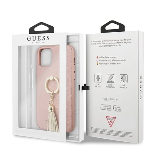 Guess Saffiano GUHCN61RSSARG iPhone 11 tok hátlapi gyűrűvel pink - 7