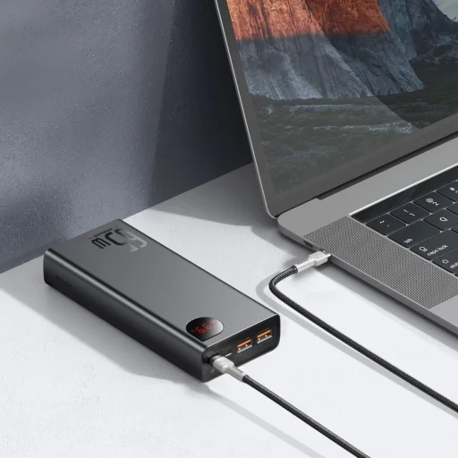 Baseus Adaman Metal 65W 20000mAh Hordozható Akkumulátor Baseus Xiaobai USB-C 60W (20V/3A) 50cm Kábellel - Fekete - 11