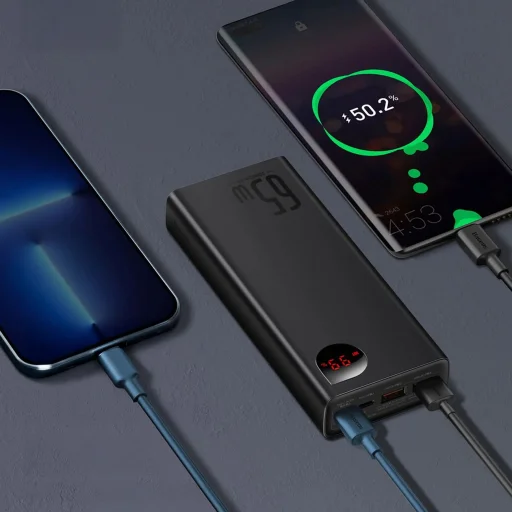Baseus Adaman Metal 65W 20000mAh Hordozható Akkumulátor Baseus Xiaobai USB-C 60W (20V/3A) 50cm Kábellel - Fekete - 13