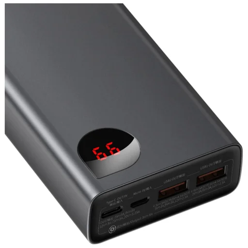 Baseus Adaman Metal 65W 20000mAh Hordozható Akkumulátor Baseus Xiaobai USB-C 60W (20V/3A) 50cm Kábellel - Fekete - 7