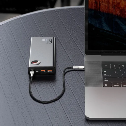 Baseus Adaman Metal 65W 20000mAh Hordozható Akkumulátor Baseus Xiaobai USB-C 60W (20V/3A) 50cm Kábellel - Fekete - 10