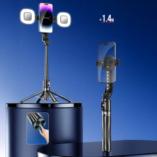 Blavec Selfie Bot Aluminium Fusion P07 Magsafe állvány + távirányító + 2 lámpa 1,4 méter (SSFP07-MTR2LB14) fekete - 5