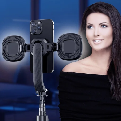 Blavec Selfie Bot Aluminium Fusion P07 Magsafe állvány + távirányító + 2 lámpa 1,4 méter (SSFP07-MTR2LB14) fekete - 7