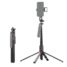Blavec Selfie Bot Aluminium Fusion P08 tripod + távirányító + 1 lámpa 2,2 méter (SSFP08-TR1LB22) fekete