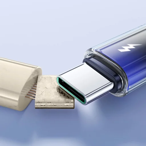 Joyroom S-A42 Kristálytiszta Sorozat 3A USB-A - USB-C kábel 1.2m - fekete - 14