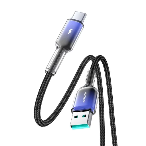 Joyroom S-A42 Kristálytiszta Sorozat 3A USB-A - USB-C kábel 1.2m - fekete - 3
