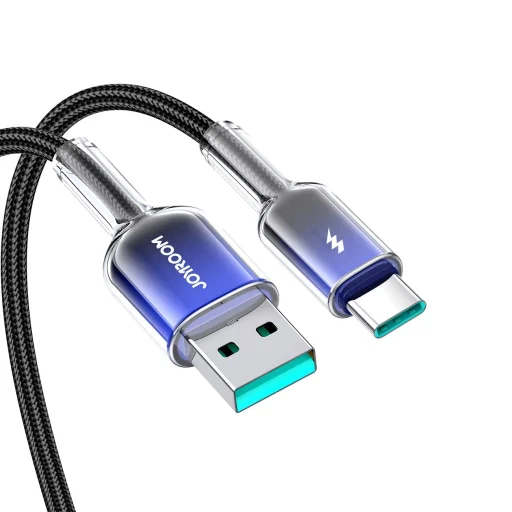 Joyroom S-A42 Kristálytiszta Sorozat 3A USB-A - USB-C kábel 1.2m - fekete - 7
