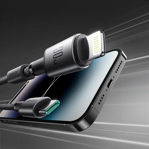 Joyroom S-A50 Unlimited sorozatú 60W USB-C - Lightning kábel mágneses rendezővel 1,2m - Szürke - 8