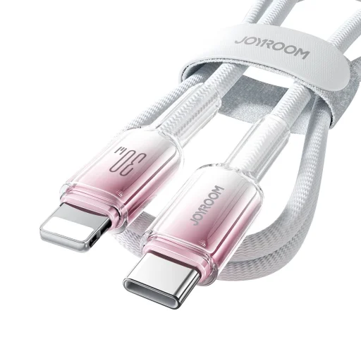 Joyroom S-A42 Crystal-Clear Series 30W USB-C - Lightning kábel 1.2m - fehér - 5