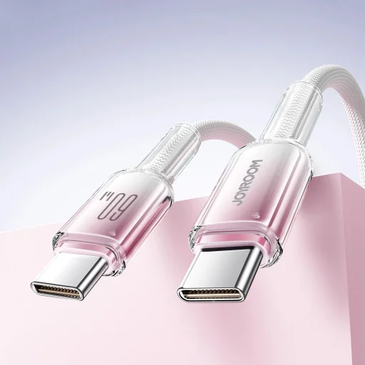 Joyroom S-A42 Crystal-Clear Sorozat 60W USB-C - USB-C kábel 1.2m - fehér - 9