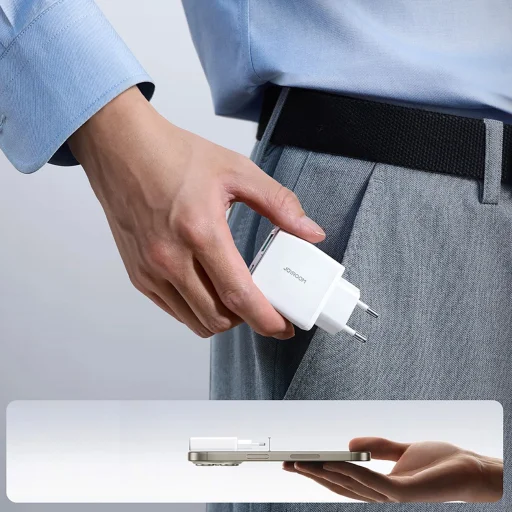 Joyroom JR-TCF14 20W USB-A USB-C szuper vékony fali töltő - Fehér - 11