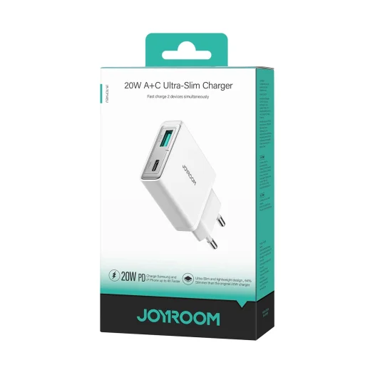 Joyroom JR-TCF14 20W USB-A USB-C szuper vékony fali töltő - Fehér - 7