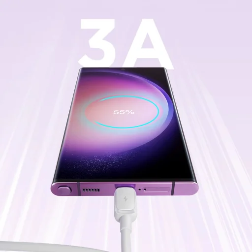 Joyroom Multi-Színes Sorozat A14 USB-A / USB-C 3A Kábel 1.2m - Fehér - 4