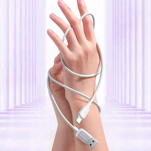 Joyroom Multi-Színes Sorozat A14 USB-A / USB-C 3A Kábel 1.2m - Fehér - 5