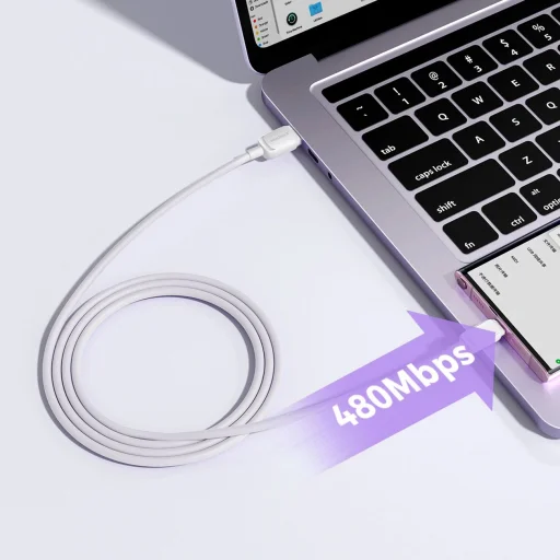 Joyroom Multi-Színes Sorozat A14 USB-A / USB-C 3A Kábel 1.2m - Fehér - 7