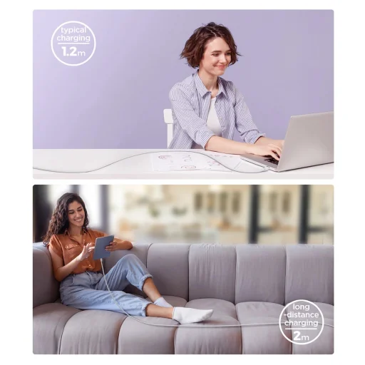 Joyroom Multi-Színes Sorozat A14 USB-A / USB-C 3A Kábel 1.2m - Fehér - 8