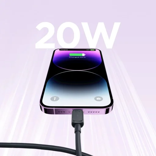 Joyroom Multi-Color Series A14 USB-C / Lightning kábel 20W 1.2 m - Fekete - 3