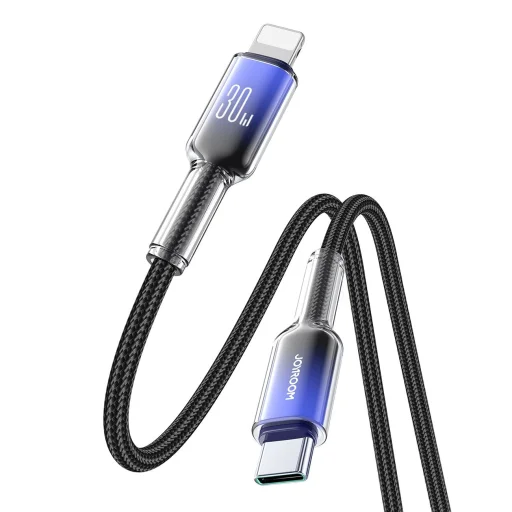 Joyroom S-A42 Crystal-Clear Series 30W USB-C - Lightning kábel 1.2m - fekete - 3