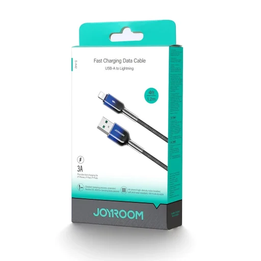 Joyroom S-A42 Crystal-Clear sorozat 3A USB-A - Lightning kábel 1,2 m - fekete - 8