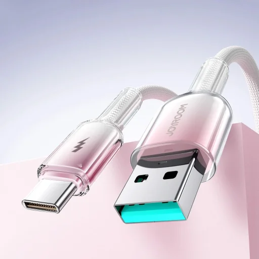 Joyroom S-A42 Crystal-Clear Series 3A USB-A - USB-C kábel 1.2m - fehér - 9