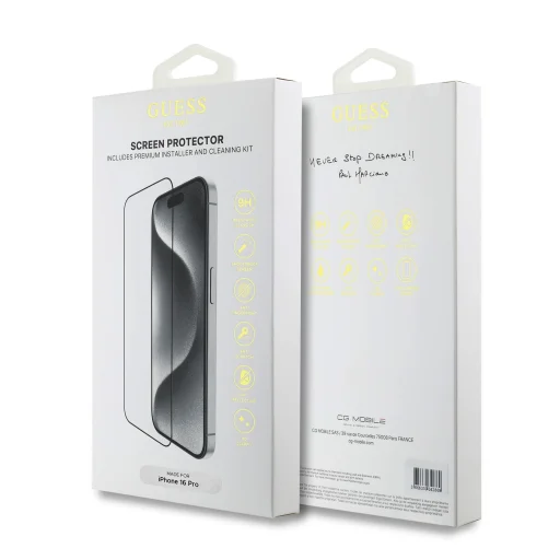  iPhone 16 Pro Fekete Guess üvegfólia 2.5D - 2