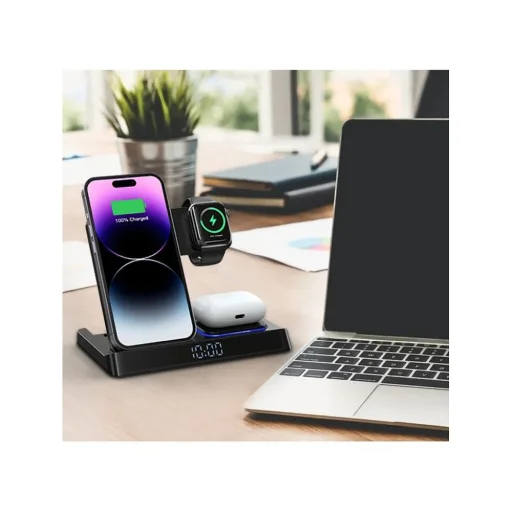 WiWU - Vezeték nélküli töltő ébresztőórával Wi-C006 Power Air 5 az 1-ben - 5