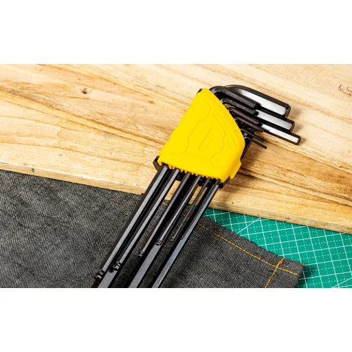 Extra hosszú gömbvégű hatlapfejű kulcskészlet Deli Tools EDL232309H, 1,5-10mm, 9db - 4