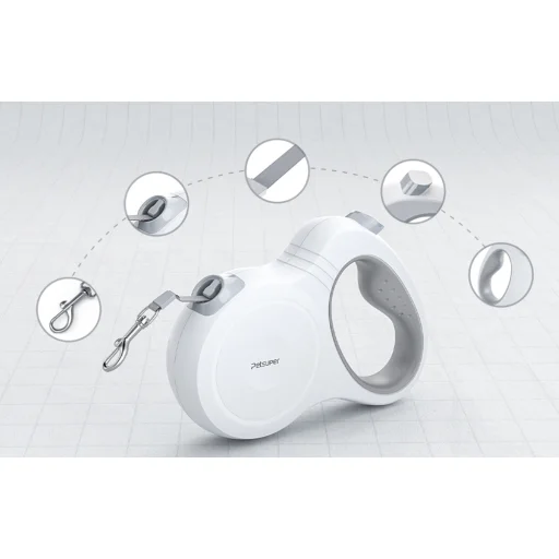 Petsuper Automata Visszahúzható Kutya Póráz 5m (fehér) - 6