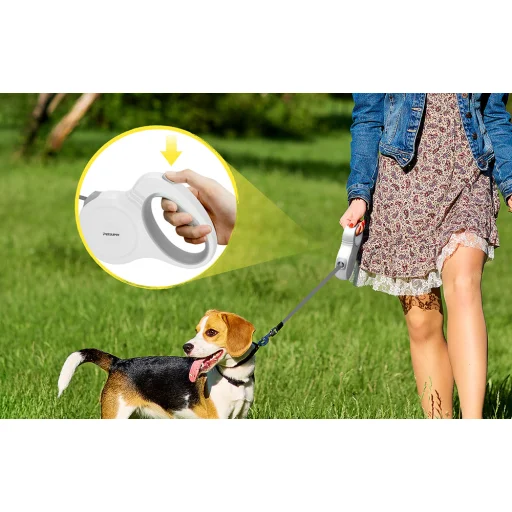 Petsuper Automata Visszahúzható Kutya Póráz 5m (fehér) - 8