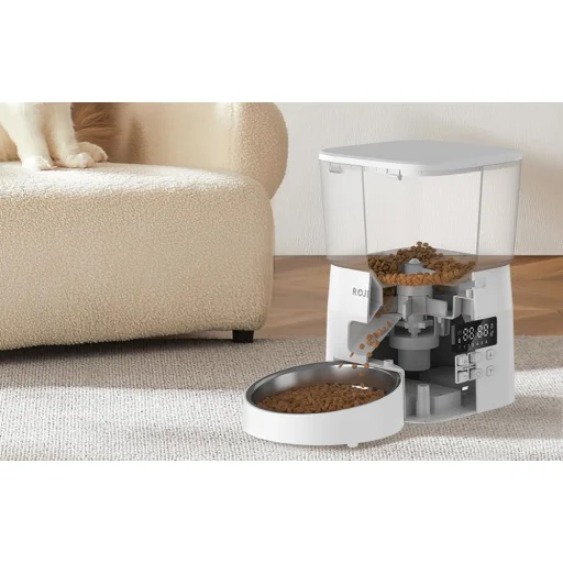 Rojeco 2L Automata Kisállat-eledel adagoló Gombos változat (Fehér) - 4