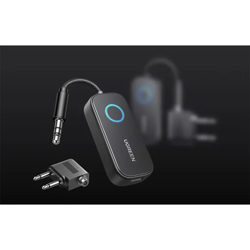 Bluetooth 5.3 receiver / transmitter Ugreen CM671, mini jack 3.5mm, 300mAh + airplane adapter - 9