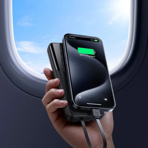 Joyroom JR-PBF19 22.5W 10000mAh Powerbank két Beépített Kábellel - Fekete - 12