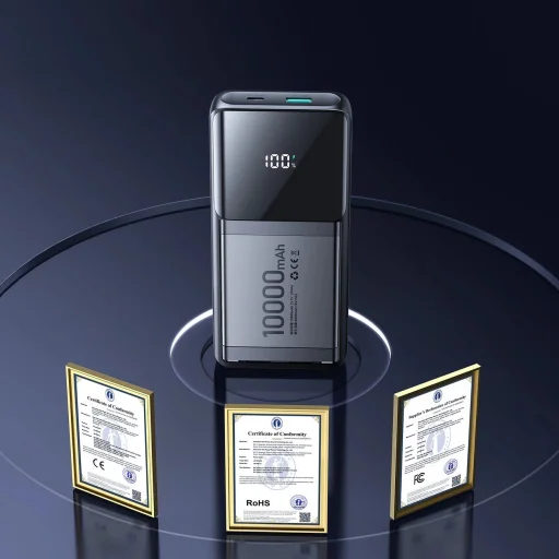 Joyroom JR-PBF19 22.5W 10000mAh Powerbank két Beépített Kábellel - Fekete - 13