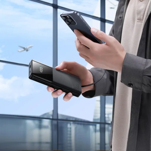 Joyroom JR-PBF19 22.5W 10000mAh Powerbank két Beépített Kábellel - Fekete - 14