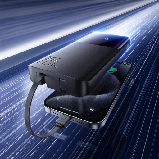 Joyroom JR-PBF19 22.5W 10000mAh Powerbank két Beépített Kábellel - Fekete - 8